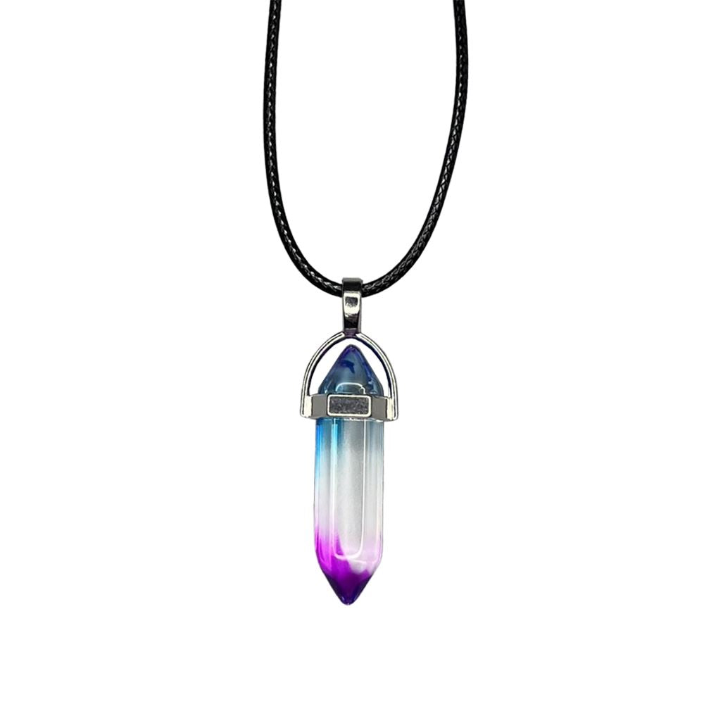 Double Point Pencil Pendant, Black String, Glass