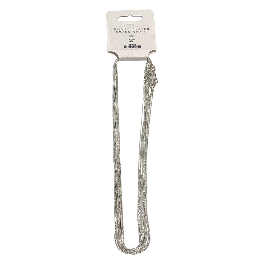 Silver-Plated Snake Chain, 20", Pack of 10