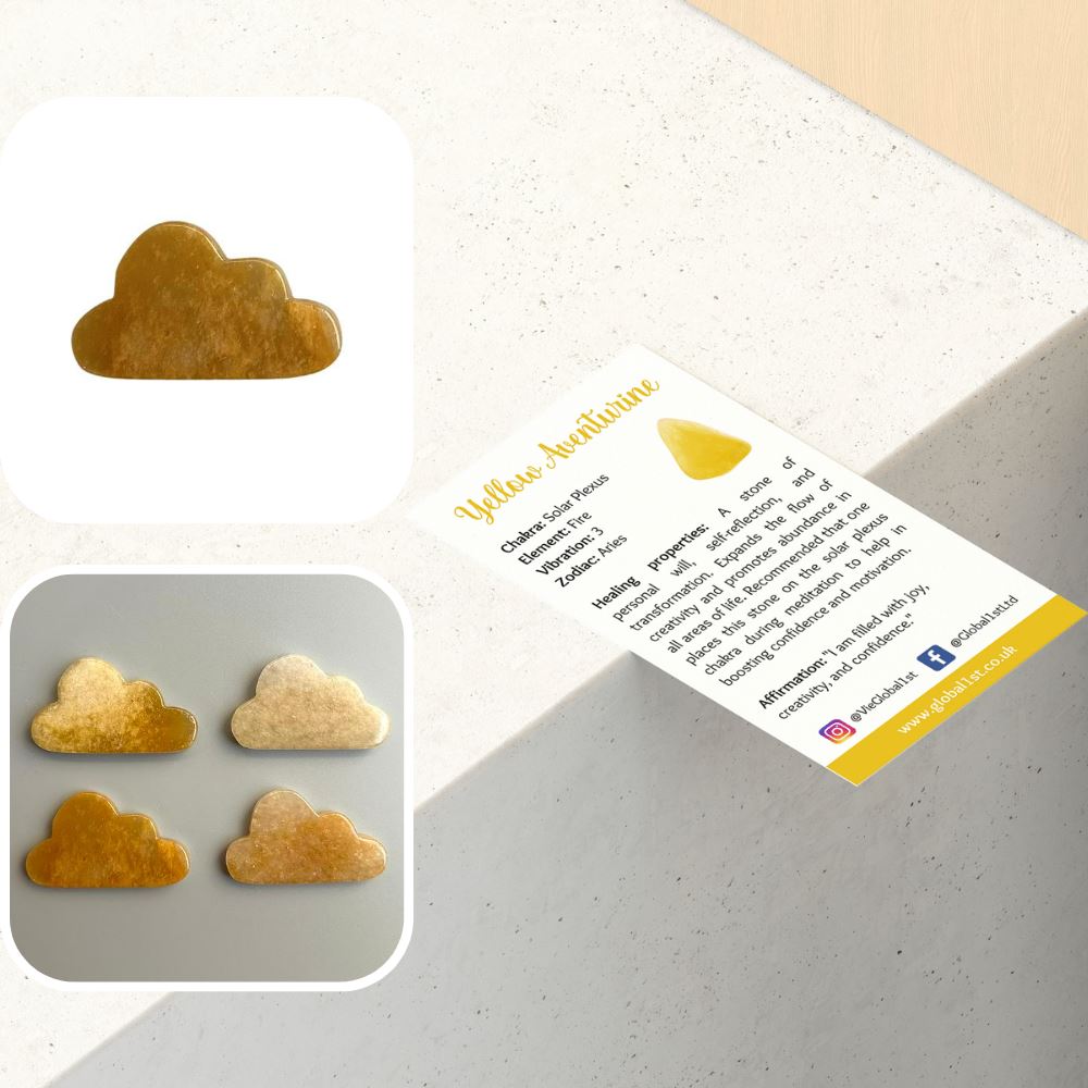 Crystal Cloud, 5x3x0.5cm, Yellow Aventurine