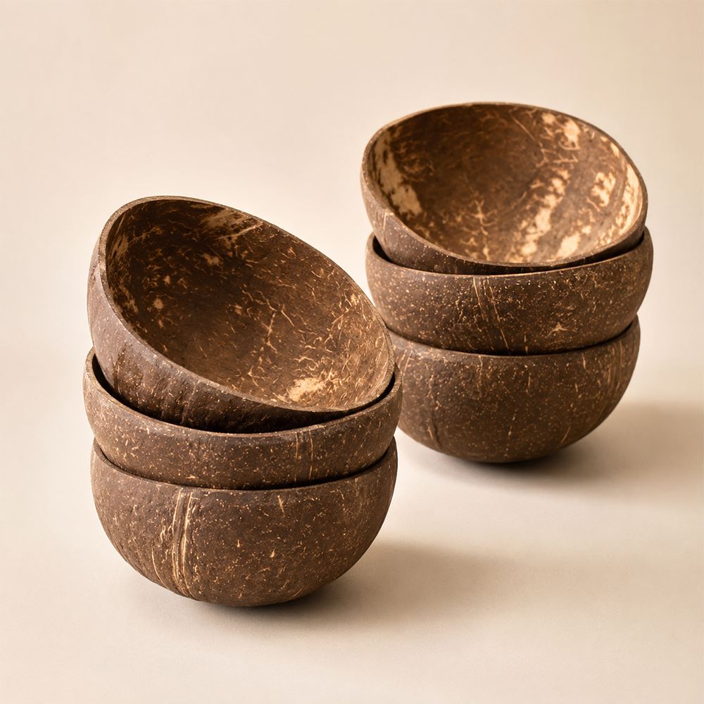 Natural Coconut Shell Bowls, Natural Uncoated Interior Small 8-11cm