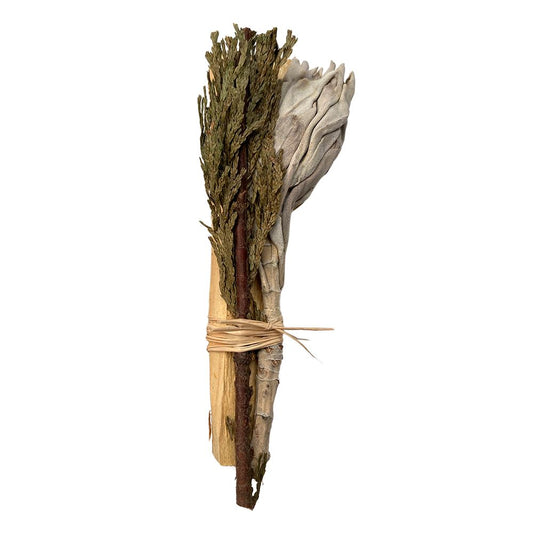 Mini Smudge Cluster, White Sage with Palo Santo and Cedar 4"
