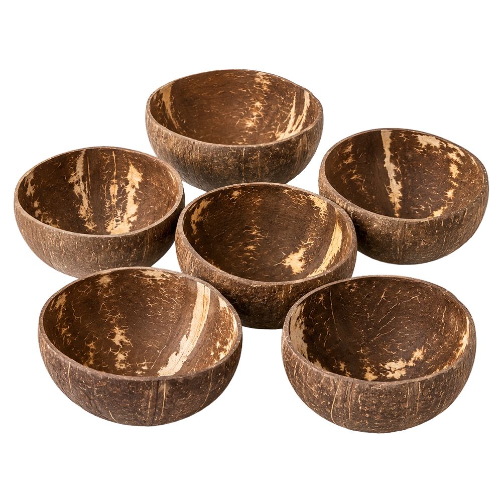 Natural Coconut Shell Bowls, Natural Uncoated Interior Small 8-11cm