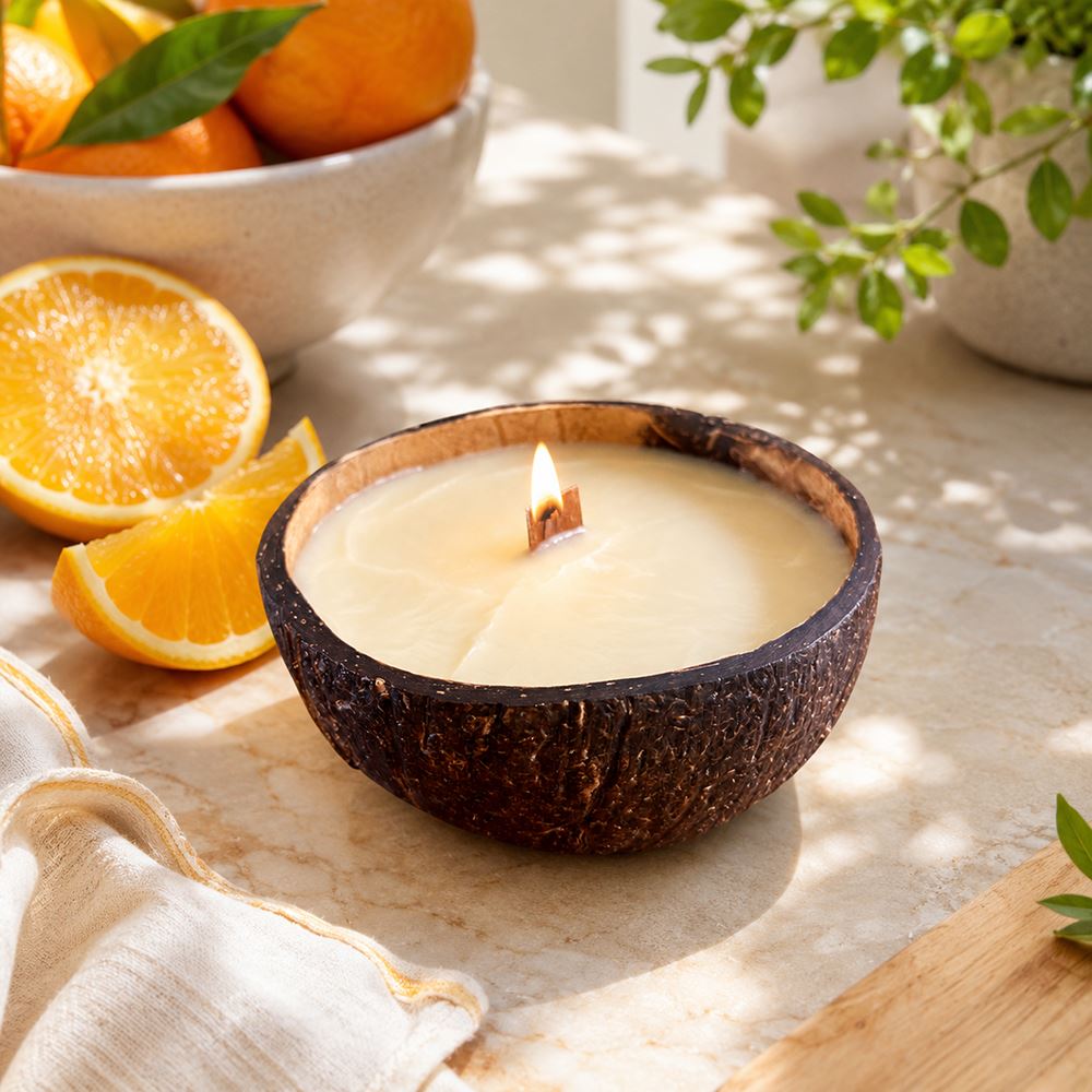 Coconut Shell Candle with Essential Oil