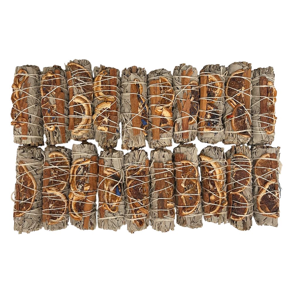 Smudge Stick, White Sage, Cinnamon and Orange 4", Pack of 20