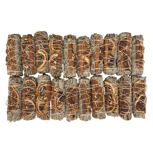Smudge Stick, White Sage, Cinnamon and Orange 4", Pack of 20