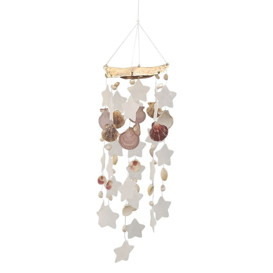 Capiz & Seashell Wind Chime, 55cm Hanging Height, White