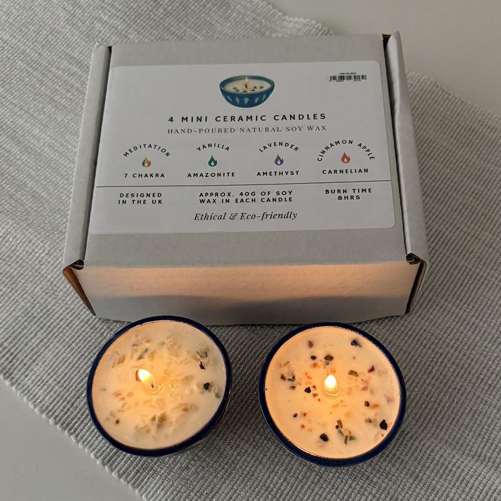 4 Mini Ceramic Bowl Candles