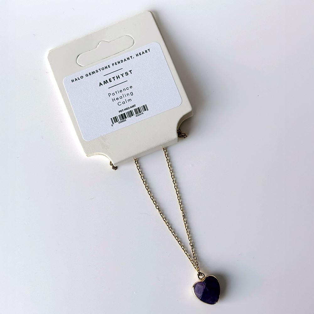 Halo Gemstone Pendant, Heart