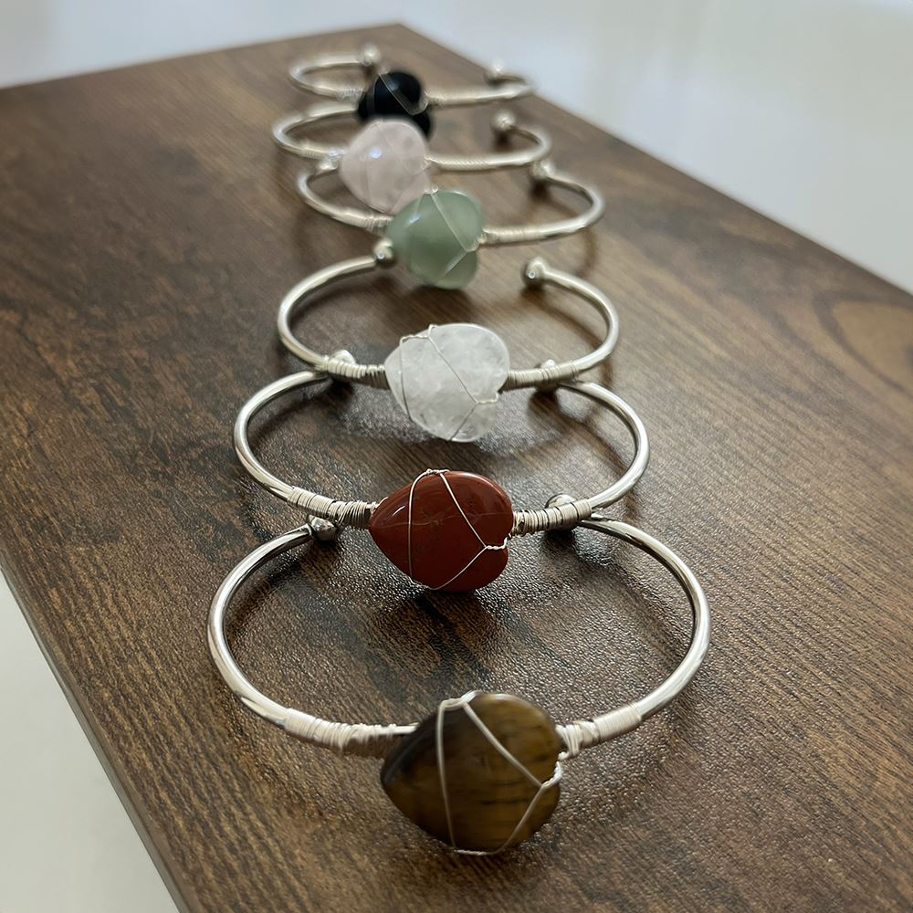 Heart-Shaped Crystal Bangle