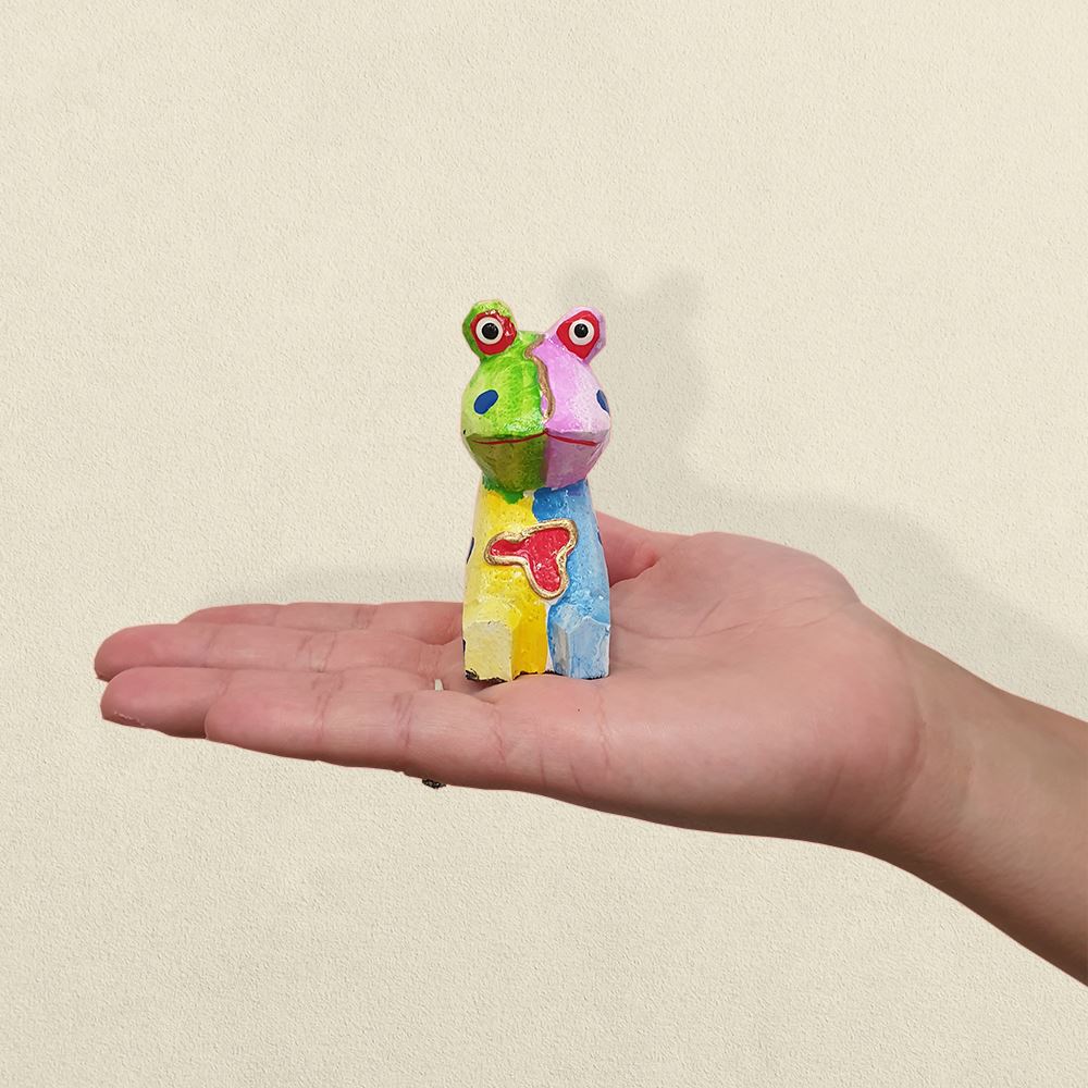 Abstract Frog Carving, Painted - Set of 5, 10 cm