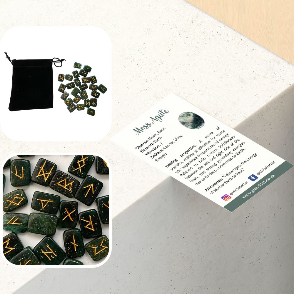 Rune Set with Pouch, Rectangular