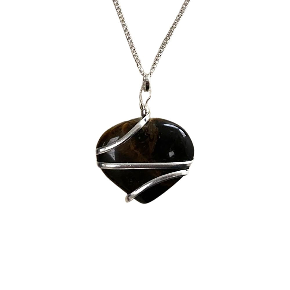 Crystal Heart Wire Wrap Pendant, 3cm