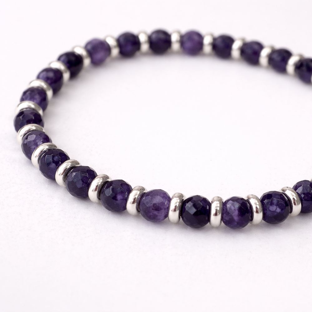 Silver Plated Stretch Bracelet with Gemstones (#19)