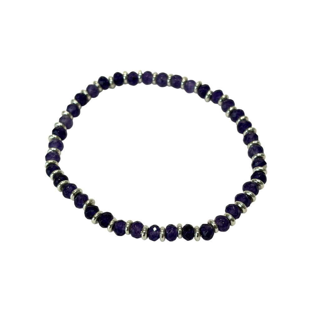 Silver Plated Stretch Bracelet with Gemstones (#19)