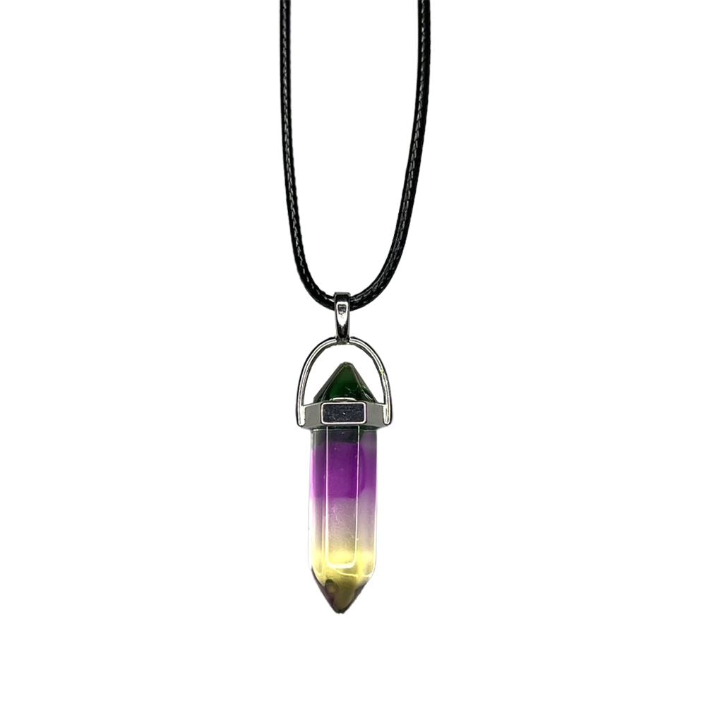 Double Point Pencil Pendant, Black String, Glass