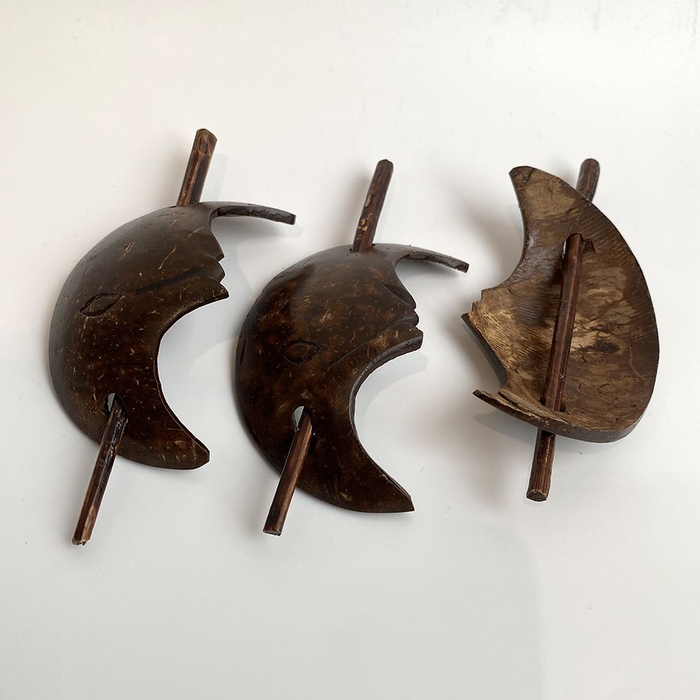 Coconut Shell Hair Pin, 8x5cm, Moon