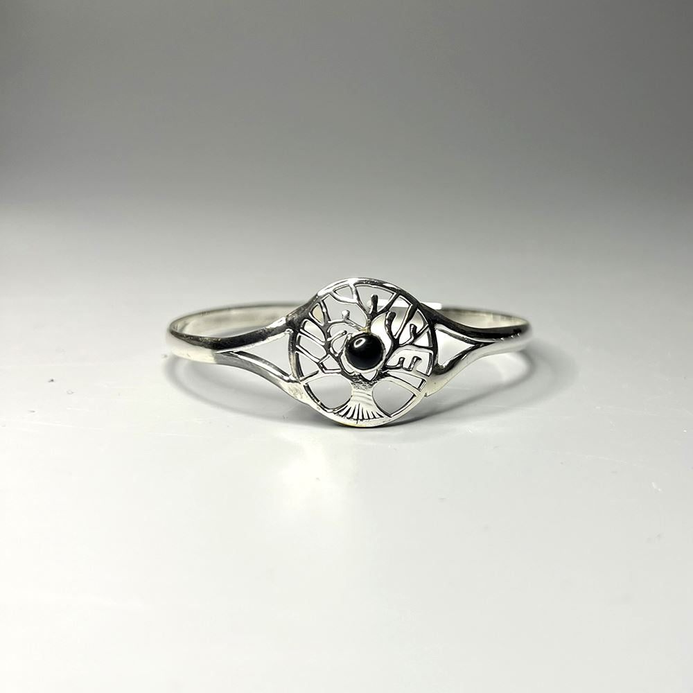 Silver Plated Adjustable Tree of Life Cuff Bangle