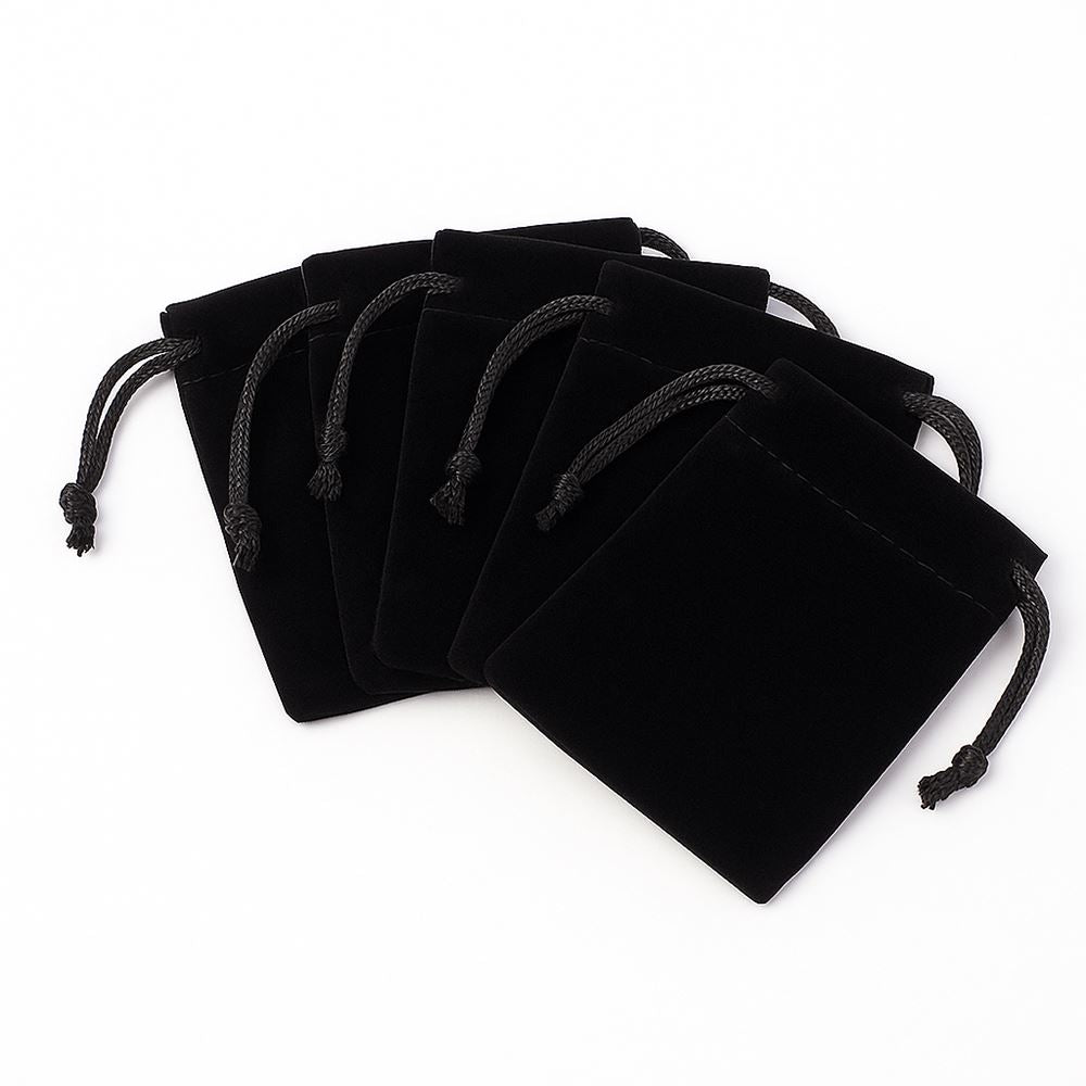Velvet Pouches, Black, 15x10cm, Pack of 50