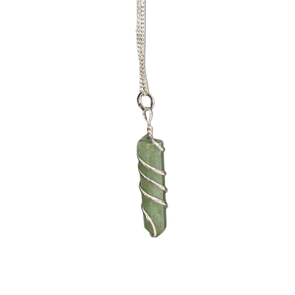 Wire Wrapped Pencil Pendant, Silver Chain
