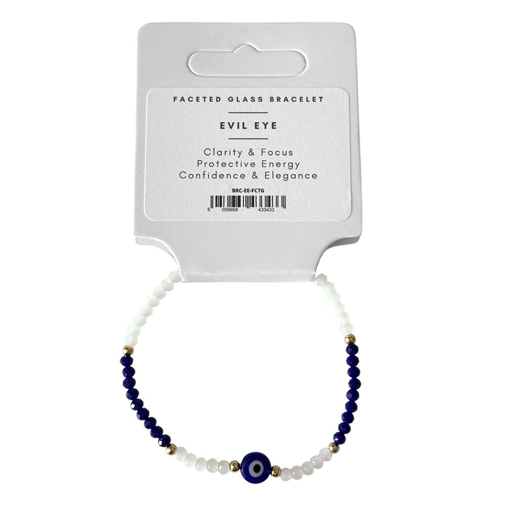 Faceted Glass Bracelet with Evil Eye