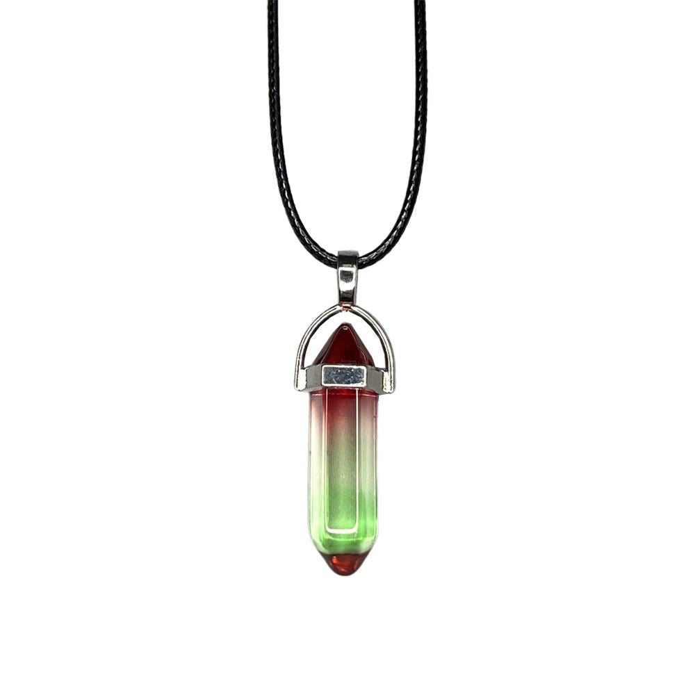 Double Point Pencil Pendant, Black String, Glass