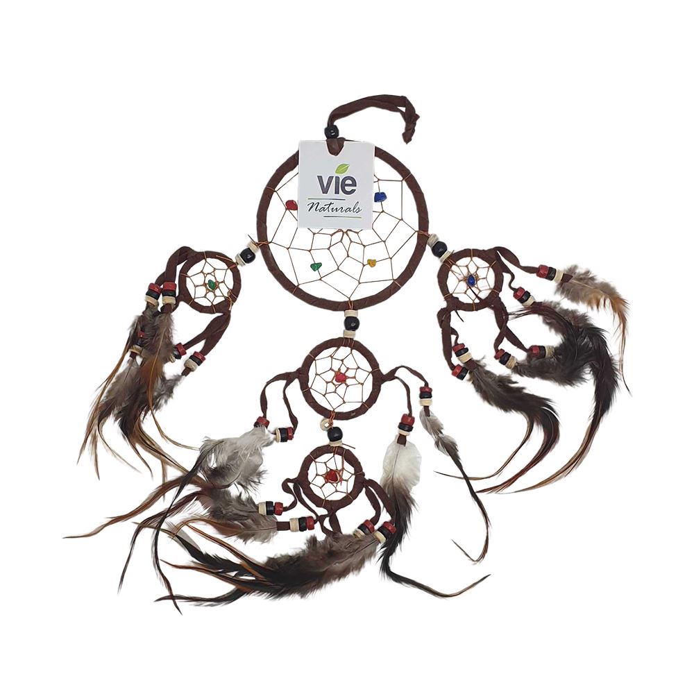 Dream Catcher, 9cm Ring with 4 Smaller Rings, Brown