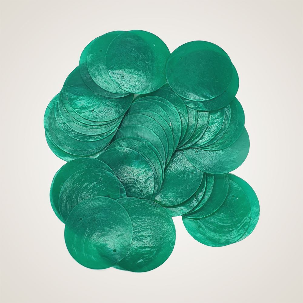 Capiz Shell Discs, 5cm Diameter with 2 holes, 45 pcs