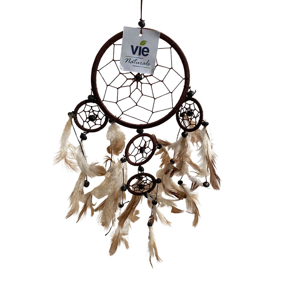 Dream Catcher, 11cm Ring with 4 Smaller Rings, Brown