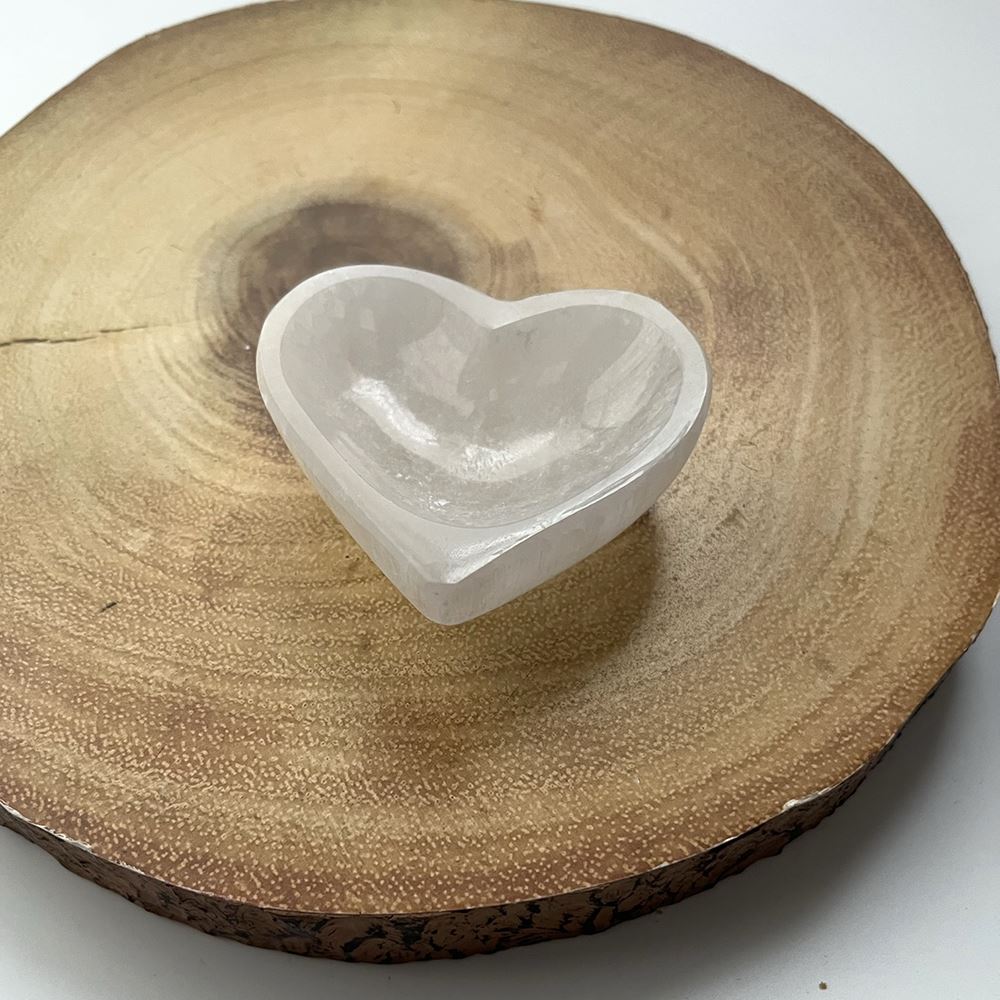 Selenite Bowl, Heart, 6cm