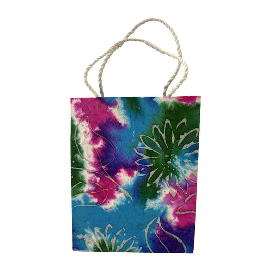 Mulberry Paper Gift Bag, Assorted Coloured Flower, 15x19x5.5cm, Pack of 10