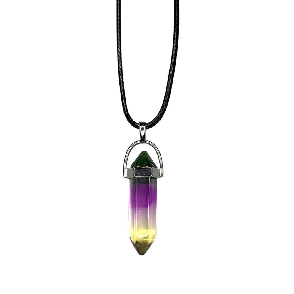 Double Point Pencil Pendant, Black String, Glass