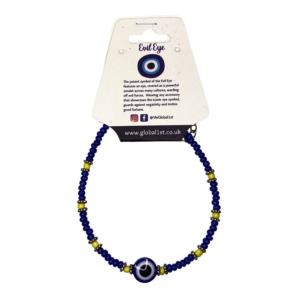 Evil Eye Bracelet, Yellow Beads, (JIT)