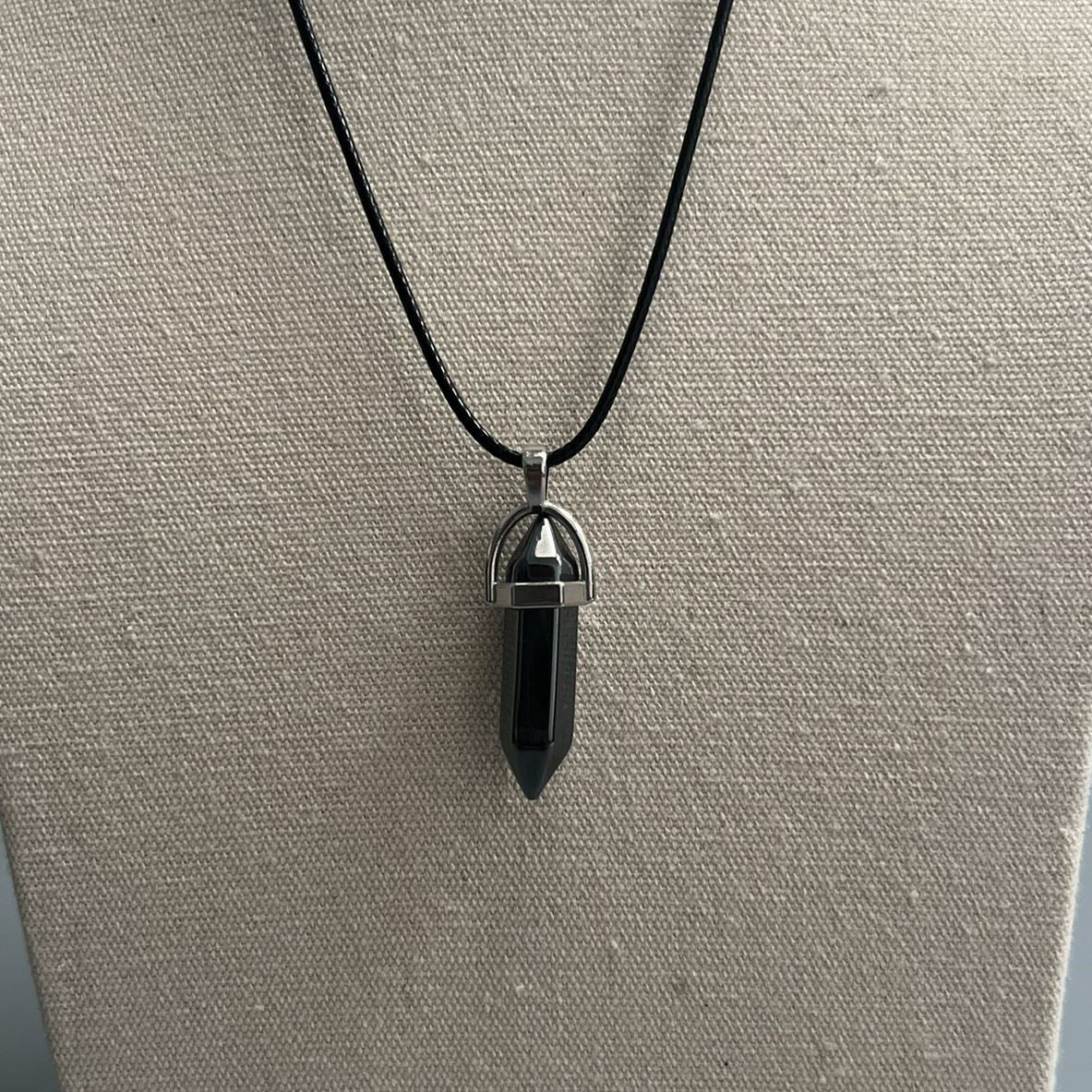 Double Point Pencil Pendant, Black String