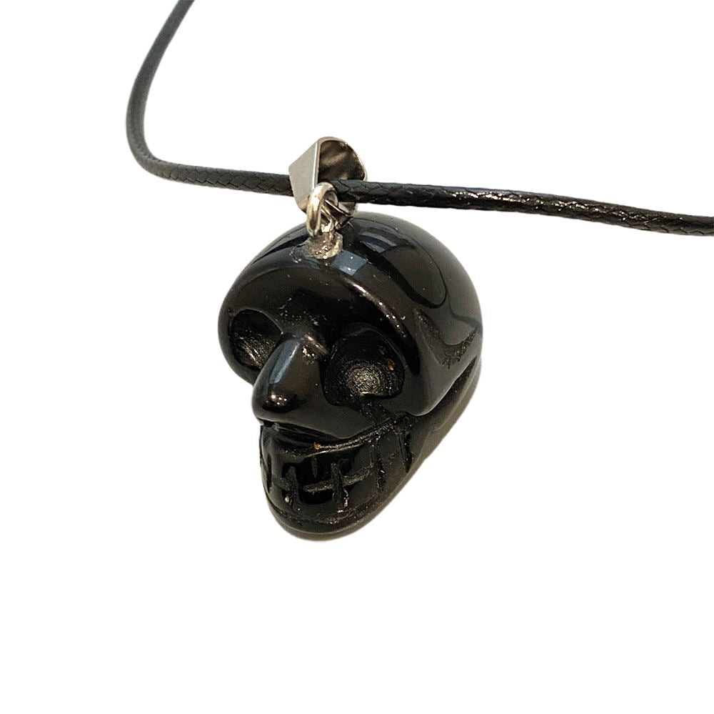 Crystal Skull Head Pendant with Black Cord