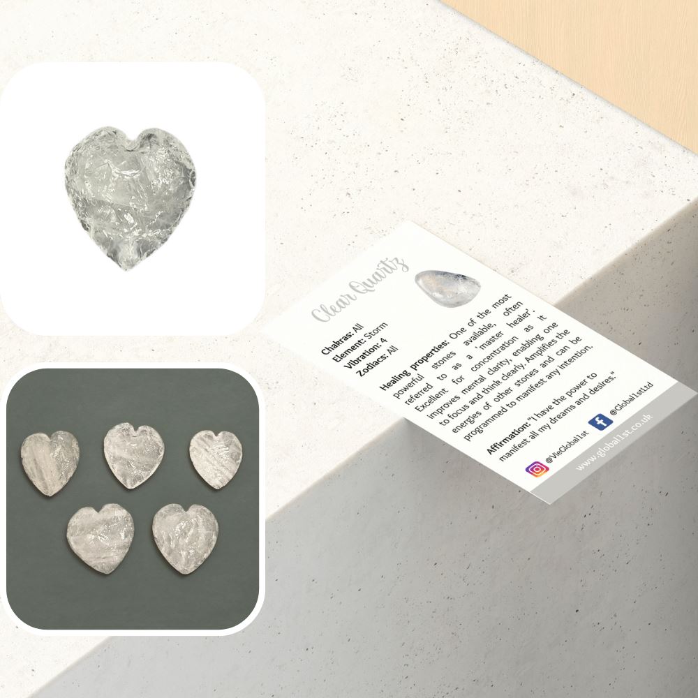 Faceted Small Crystal Heart, 2-3cm