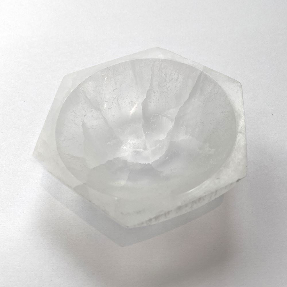 Selenite Bowl, Hexagonal, 10cm