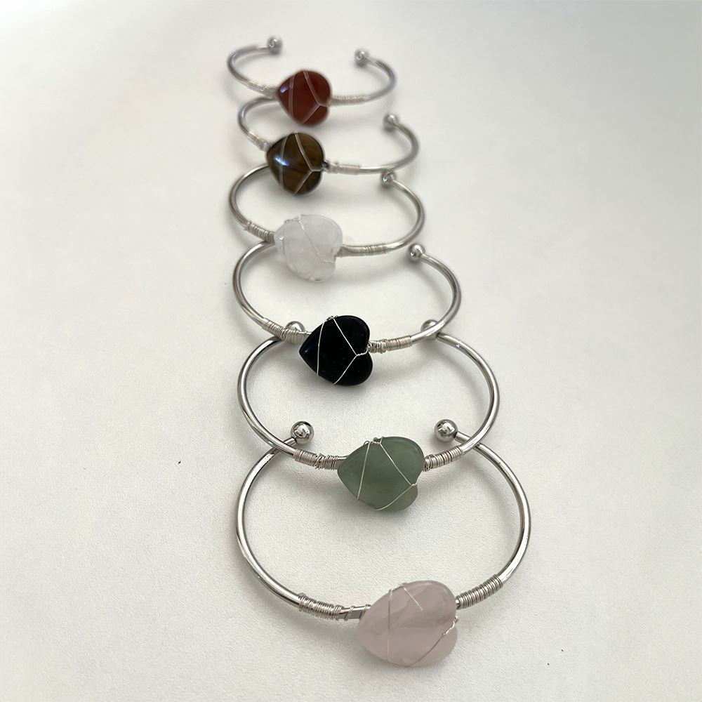 Heart-Shaped Crystal Bangle