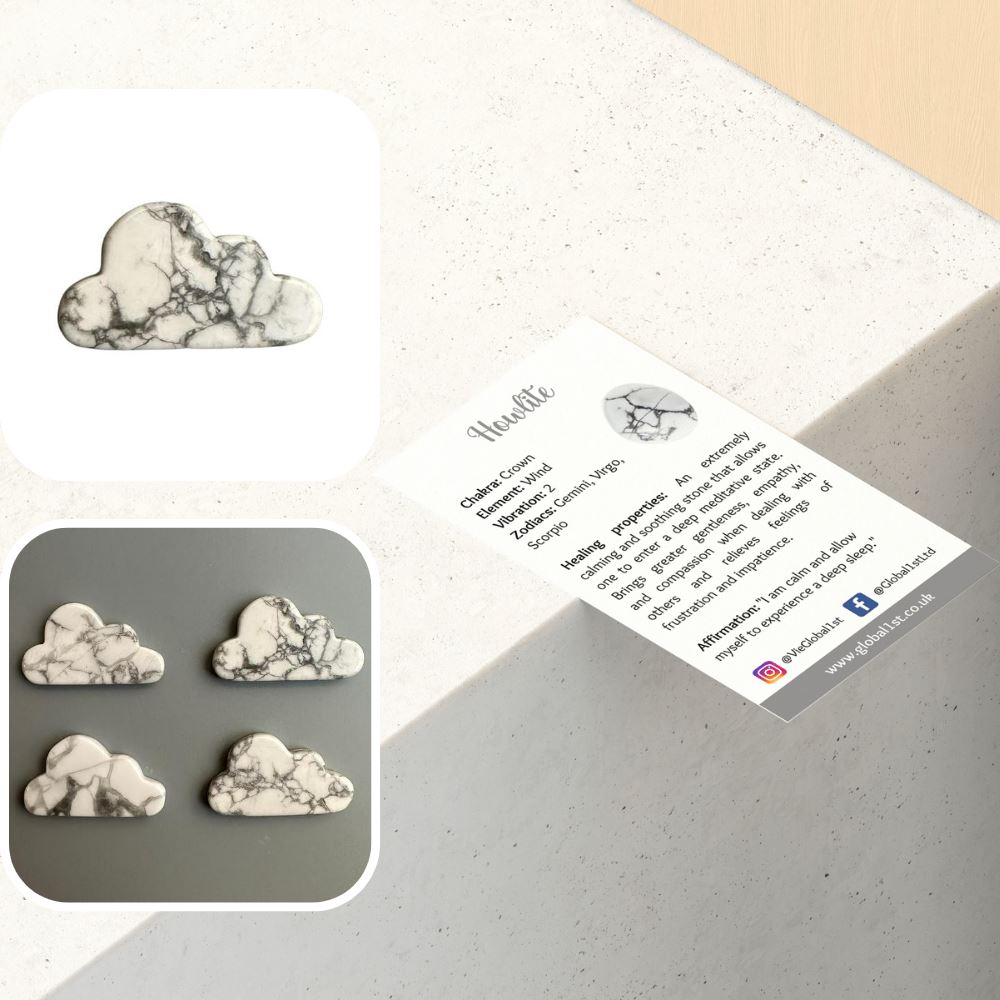 Crystal Cloud, 5x3x0.5cm, Howlite