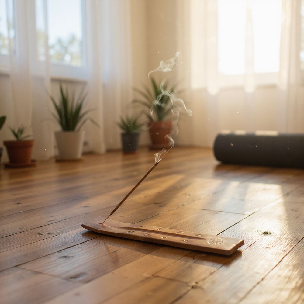 Wooden Incense Holder with Assorted Golden Designs, 25cm