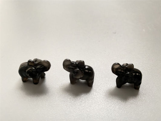 Black Obsidian Mini Elephant, 1.5x1cm