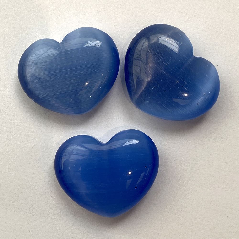Cat’s Eye Glass Heart, 3x2.5x1cm