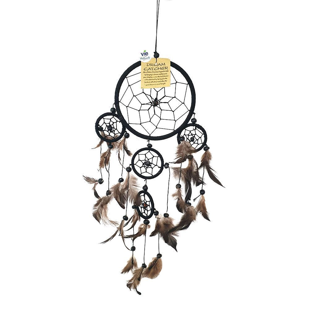 Dream Catcher, 11cm Ring with 4 Smaller Rings, Black