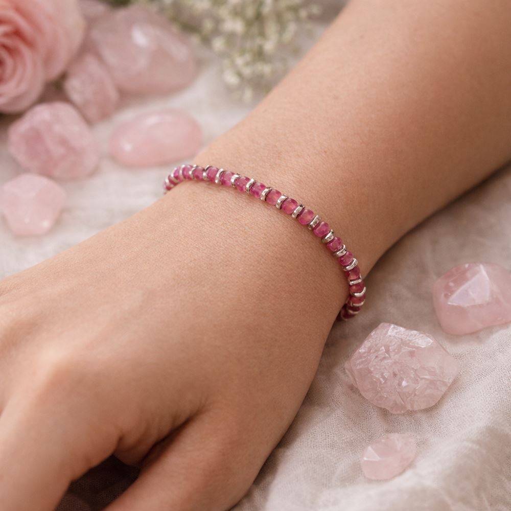 Silver Plated Stretch Bracelet with Gemstones (#19)