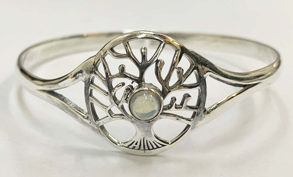 Silver Plated Adjustable Tree of Life Cuff Bangle
