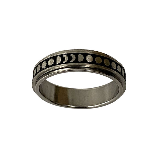 Fidget Ring, Size 10, Moon Phase Pattern