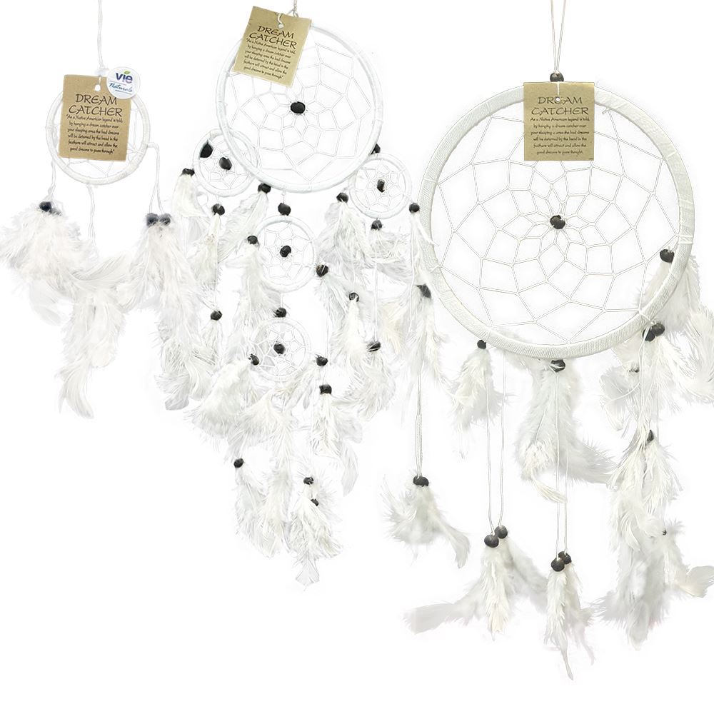 Dream Catcher Bundle, Pack of 3, 6cm, 11cm, 16cm (All White)