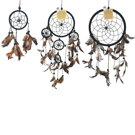 Dream Catcher Bundle, Pack of 3, 6cm, 9cm, 16cm (All Black)