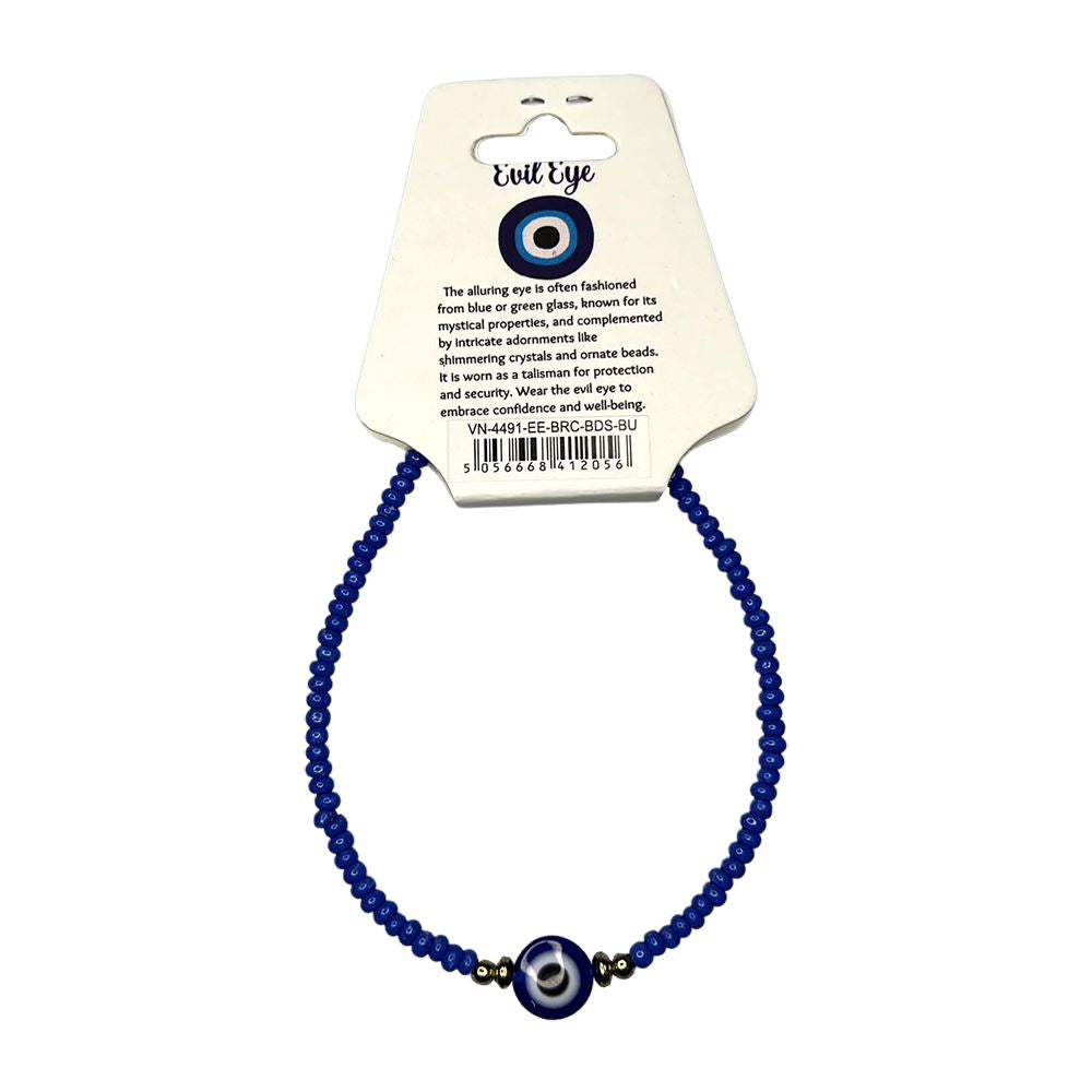 Evil Eye Bracelet with 2 Gold Beads Each Side, (JIT)