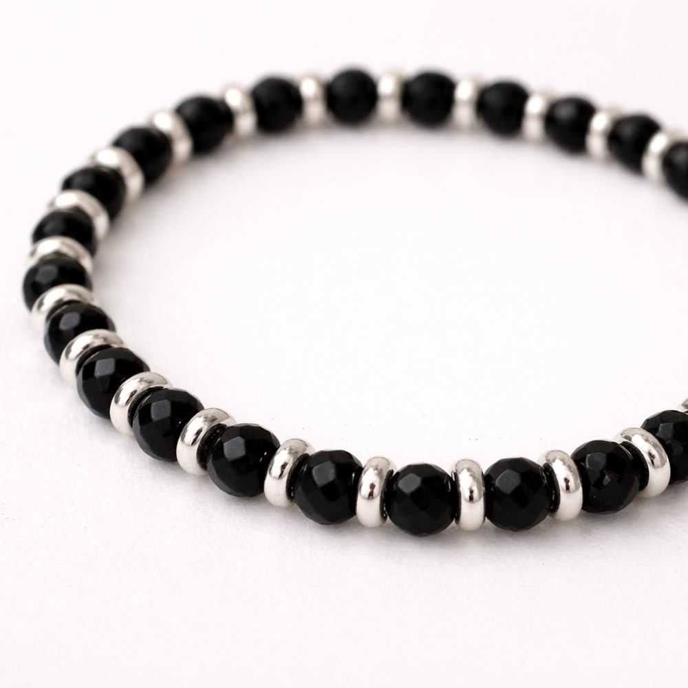 Silver Plated Stretch Bracelet with Gemstones (#19)