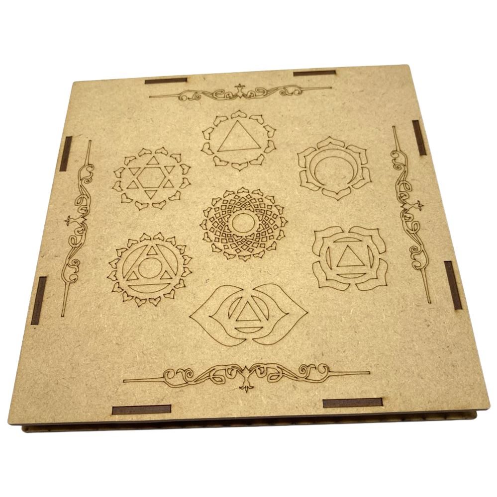 7 Chakra Stone Set with Assorted Wooden Case Design